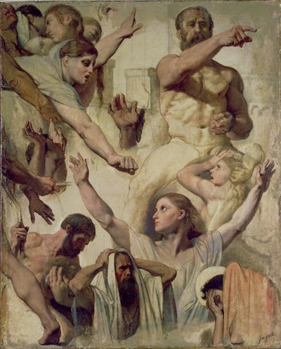 Studie k mučednictví sv. Symforiena (svatá, matka a prokonzul), 1833 (olej nad grafitem a červenou křídou na plátně) od Jean Auguste Dominique Ingres