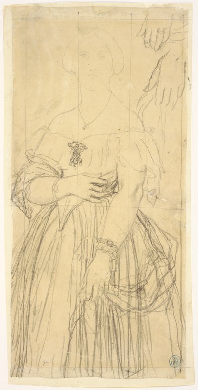 Studie šatů a rukou madam Moitessierové od Jean Auguste Dominique Ingres