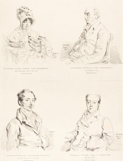 Sylvester (Douglas) Lord Glenbervie; Katherine Anne (North) Glenbervie; Frederic (severní) hrabě z Guilfordu; Frederic Sylvester Douglas od Jean Auguste Dominique Ingres