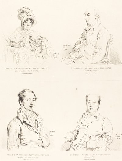 Sylvester (Douglas) Lord Glenbervie; Katherine Anne (North) Glenbervie; Frederic (severní) hrabě z Guilfordu; Frederic Sylvester Douglas od Jean Auguste Dominique Ingres