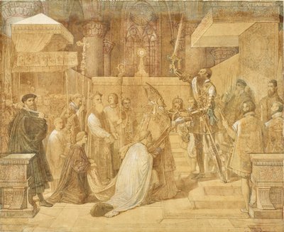 Vévoda z Alby přijímá papežovo požehnání v katedrále Sainte-Gudule v Bruselu od Jean Auguste Dominique Ingres