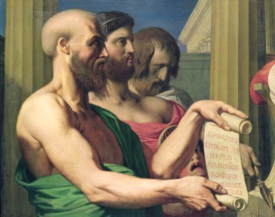 Řečtí tragédi, studie pro „Apoteózu Homéra“ od Jean Auguste Dominique Ingres