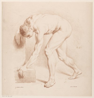 Zakřivený nahý muž od Jean Augustin Daiwaille