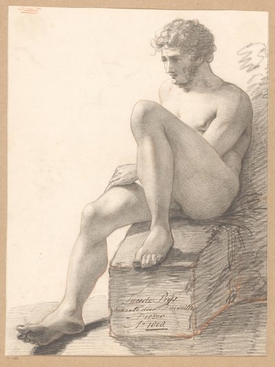 Sedící mužský akt, pohled zepředu (2. cena 1808) od Jean Augustin Daiwaille