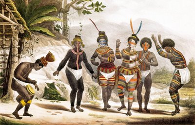 Mise San Jose: Tančící jihoameričtí indiáni, Brazílie od Jean Baptiste (after) Debret