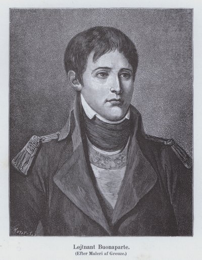 Napoleon Bonaparte jako mladý poručík dělostřelectva, c1785 (litho) od Jean Baptiste (after) Greuze