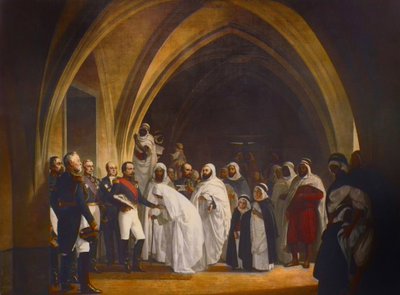 Prezident republikánského prince Ludvíka Napoleona (1808-1873) osvobozuje Abd el Kader, zámek Amboise, 16. října od Jean Baptiste Ange Tissier
