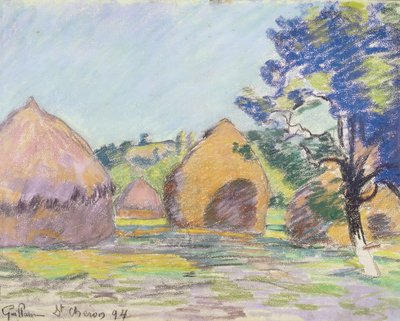 Kupky sena v Saint-Cheron (pastel na papíře) od Jean Baptiste Armand Guillaumin