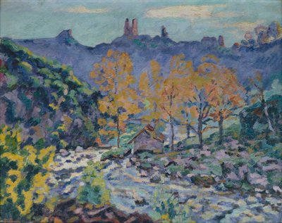 The Mill of Brigand and the Ruins of Crozant Castle, Creuse, c.1900 (olej na plátně) od Jean Baptiste Armand Guillaumin
