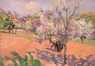 Dva rolníci sející fazole v sadu od Jean Baptiste Armand Guillaumin