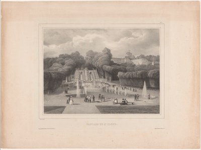 Fontána v Château de Saint-Cloud Cascade de St. Cloud (název na objektu) Skvělé výhledy na Paříž (název série) od Jean Baptiste Arnout