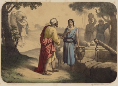 Eliezer a Rebecca od Jean Baptiste Auguste Leloir