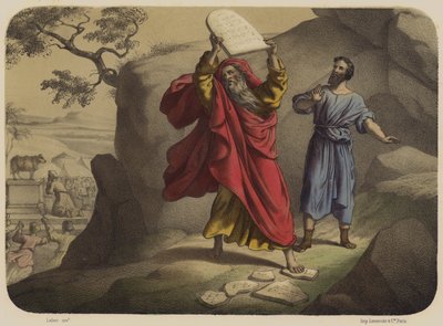 Mojžíš porušuje tabulky zákona od Jean Baptiste Auguste Leloir