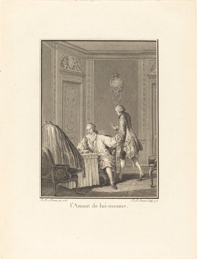 Milovník sám sebe od Jean Baptiste Blaise Simonet after Jean Michel Moreau