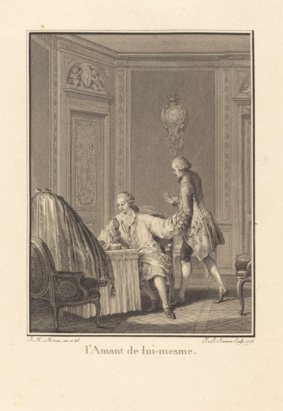 Milovník sám sebe od Jean Baptiste Blaise Simonet after Jean Michel Moreau
