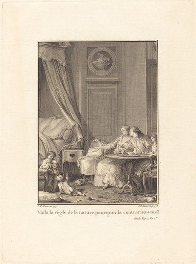To je přírodní pravidlo, proč ho porušuješ? od Jean Baptiste Blaise Simonet after Jean Michel Moreau