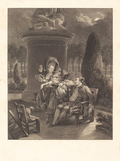 Thuileries večer od Jean Baptiste Blaise Simonet after Pierre Antoine Baudouin