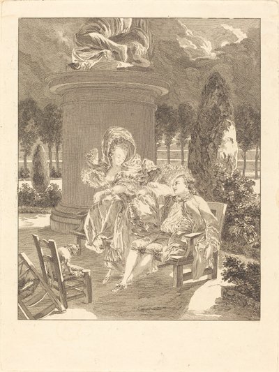 Thuileries večer od Jean Baptiste Blaise Simonet after Pierre Antoine Baudouin