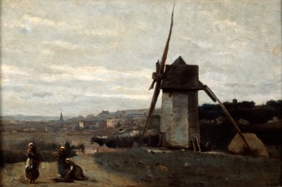 Větrný mlýn, Etretat, 19. století. od Jean Baptiste Camille Corot