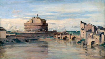 Castel Sant Angelo a řeka Tiber, Řím, c1816-1875 od Jean Baptiste Camille Corot