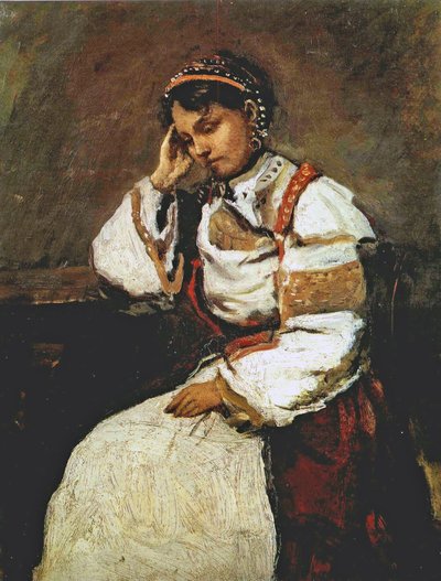 Corot - Snící cikánka, 1865-70 od Jean-Baptiste-Camille Corot