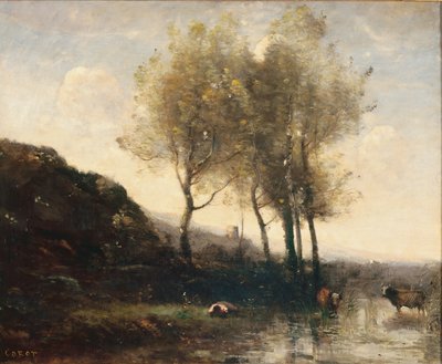 Pastýř krav na úpatí Cool Hills, c.1855-65 od Jean-Baptiste-Camille Corot
