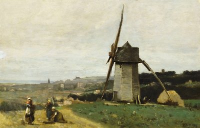 Etretat – větrný mlýn, od Jean Baptiste Camille Corot