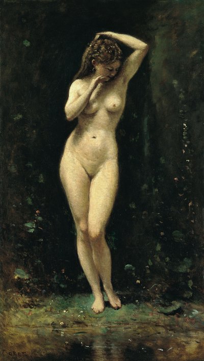 Francouzština:  Koupající se Diana (Fontána) od Jean-Baptiste-Camille Corot