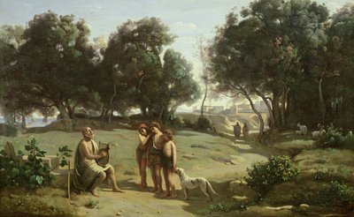 Homér a pastýři v krajině, 1845 od Jean Baptiste Camille Corot