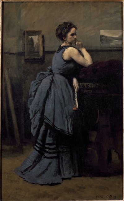 Dáma v modrém (olej na plátně od Jean Baptiste Camille Corot