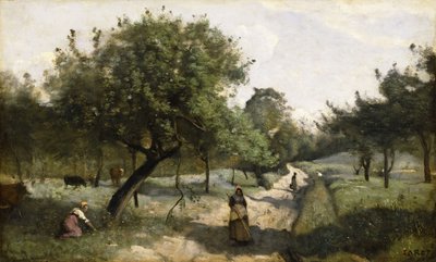 Cesta s jabloněmi, 1850-60 od Jean Baptiste Camille Corot