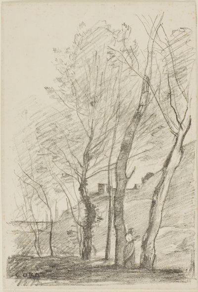 Čtení pod stromy od Jean Baptiste Camille Corot