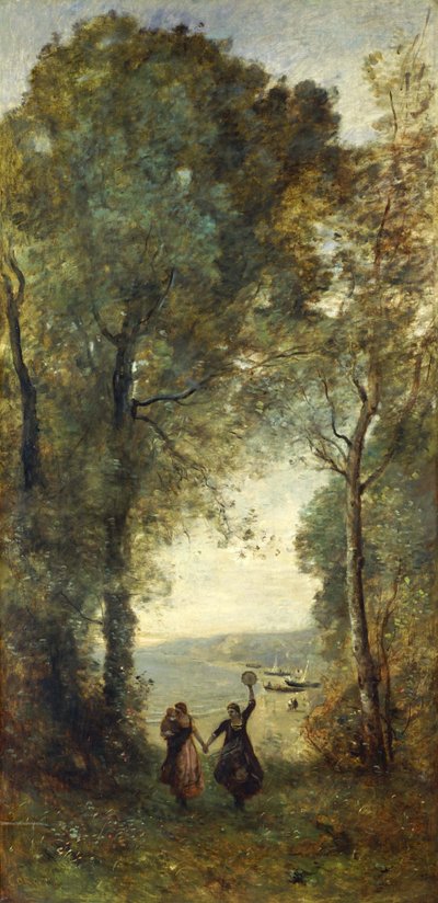 Vzpomínka na neapolskou pláž od Jean-Baptiste-Camille Corot