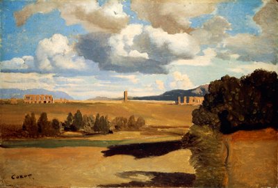 Roman Campagna s Claudiánovým akvaduktem, Jean-Baptiste-Camille Corot (1796-1875) od Jean Baptiste Camille Corot