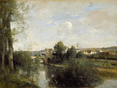 Seina a Starý most v Limay od Jean Baptiste Camille Corot