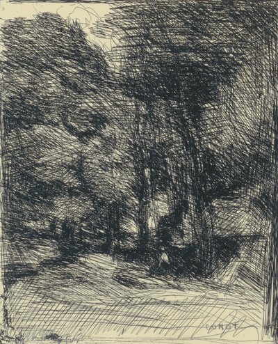Vzpomínka na Bas-Bréau od Jean Baptiste Camille Corot