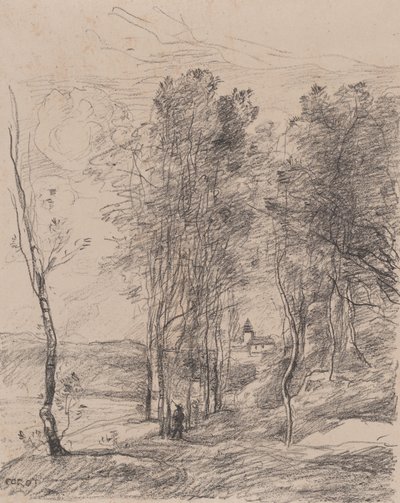 Zvonice St.-Nicolas-les-Arras, 1871-72. od Jean Baptiste Camille Corot