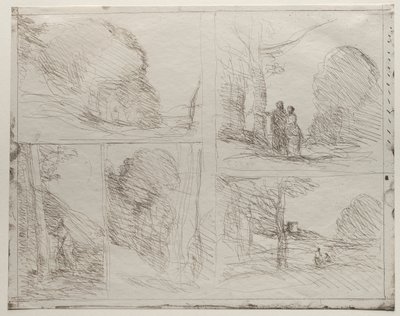 The Garden of Pericles, The Painters Lane, Scrawl, The Large Woodcutter, vytištěno v roce 1921. od Jean Baptiste Camille Corot