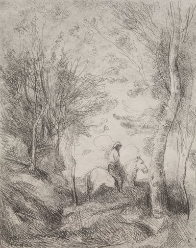 Velký kavalír v lese od Jean-Baptiste-Camille Corot