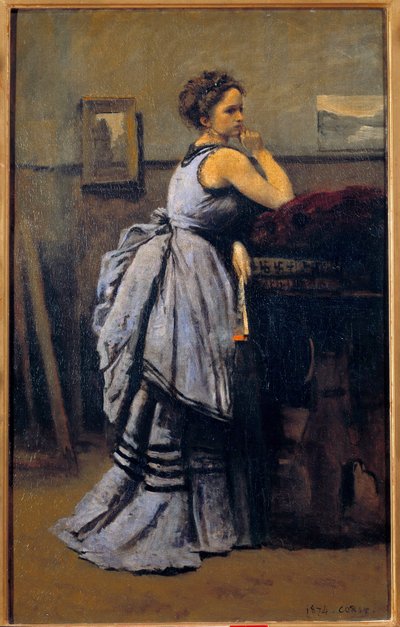 Dáma v modrém obraze od Camille Corot (1796-1875) 1874 Sun. 0,8x0,5 m Paris musee du Louvre od Jean Baptiste Camille Corot