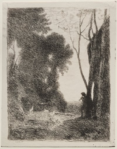 Malý ovčák od Jean-Baptiste-Camille Corot