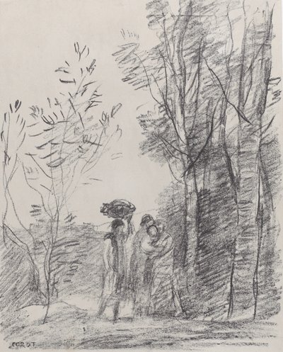 Setkání v háji La Rencontre au bosquet, 1871. od Jean Baptiste Camille Corot