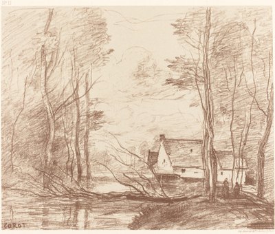 The Mill of Cuincy, poblíž Douai (Le Moulin de Cuincy, pres Douai) od Jean Baptiste Camille Corot