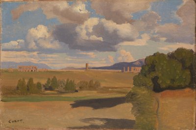 Římská Campagna s Claudiánovým akvaduktem, c. 1826 od Jean Baptiste Camille Corot