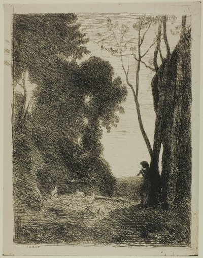 Mladý ovčák, druhá deska od Jean-Baptiste-Camille Corot