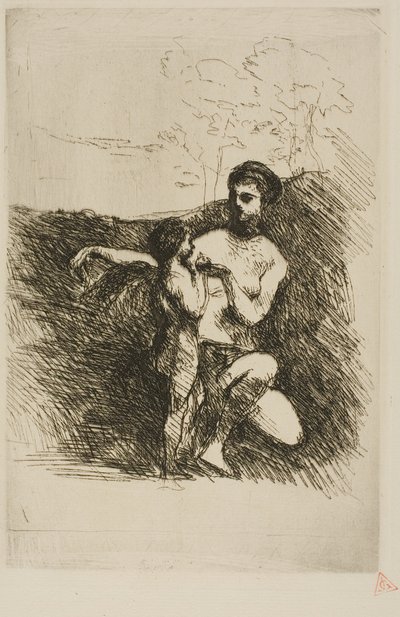 Venuše stříhající Amorovi křídla, druhý talíř od Jean-Baptiste-Camille Corot