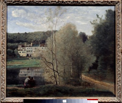 Pohled na město Avray, rybník a dům Cabassud Malba od Camille Corot (1796-1875) 1840 Des mniši, umělecké centrum od Jean Baptiste Camille Corot