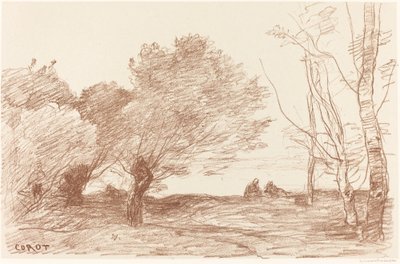 Vrby a topoly bílé (Saules et peupliers blancs) od Jean Baptiste Camille Corot