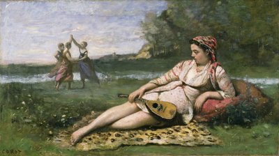 Mladé ženy ze Sparty (neboli Gypsy Ležící) c.1868-70 od Jean Baptiste Camille Corot