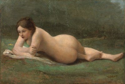 Mladá žena ležící na trávě, c.1850-60 od Jean Baptiste Camille Corot